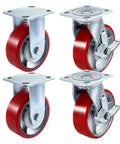 Heavy Duty Caster Set Of Four Six Inch Polyurethane Wheels That Glide Like Smoke With Dual Locking Brakes, sturdy design, ready for tool chests.