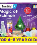 Magic Science Kit For Kids Ages 4 To 8 With 50 Plus Experiments box showing volcano and LED lamp