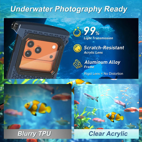 Dive Ready Waterproof Phone Case For Snorkeling And Deep Sea Fun, 30M Full Depth Touchscreen Shield, underwater photography details