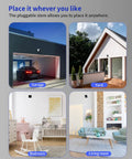 1080P FHD Indoor WiFi Security Camera 2 Pack With Night Vision Two Way Audio And Motion Alerts shown in various home settings