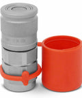 Summit Hydraulics 3/8-inch flat-face hydraulic quick-connect coupler set with red dust caps