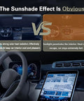 Comparison of car interiors with and without the Premium Foldable Front Windshield Sunshade For Tesla Cybertruck And Cyberbeast.