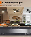 Two Pack 48 Inch Black Ceiling Fans With Lights And Remote Control, Reversible Blades, Dimmable 3CCT Lighting, light settings display