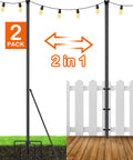 Two Pack 9.8 Ft Outdoor String Light Poles For Hanging Lights Durable Weather Resistant Yard Backyard Garden Patio Deck Lighting Stand Perfect For Outdoor Parties Weddings And Lit Backyard Vibes