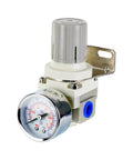 EcuoPix air pressure regulator with 1/4 in. port, 0–150 PSI gauge, gray adjustment knob and mounting bracket
