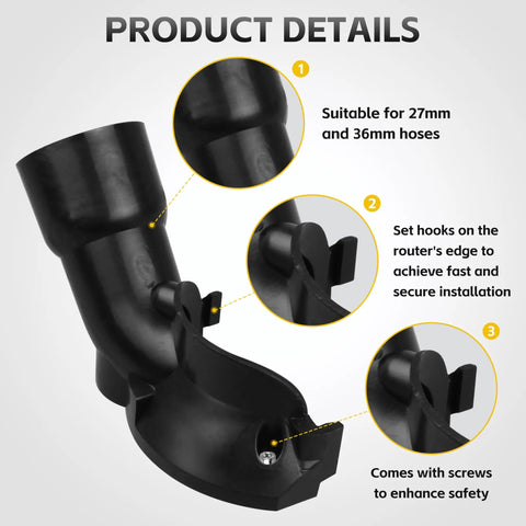 Universal Dust Collection Hose Adapter For DeWalt DCW600 And DWP611 Trim Routers With Dual 27Mm And 36Mm Vacuum Hose Ports