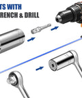 11 To 32mm And 7 To 19mm Auto Adjust Universal Socket Wrench Set For Drills All In One Multi Tool With Power Drill Adapters