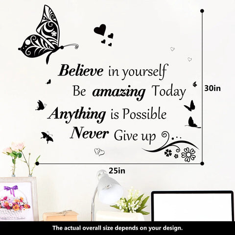 Three Sheet Totally Motivational Wall Decals With Uplifting Quotes And Butterfly And Flower Art Peel And Stick Removable Decor