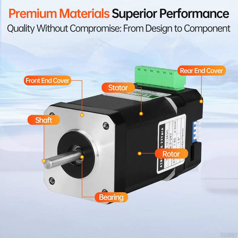Nema 17 Stepper Motor With Plug And Play Driver 1.8 Degree 2 Phase High Torque 0.7Nm Bipolar 2.5A 1.5 Ohm 76mm labeled parts