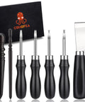 7 Piece Leather Knife Set With Four Edge Bevelers, One Cutting Knife And Two Burnishers For Leather Working Tools, Includes Skiving Knives