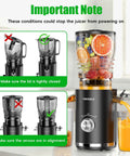 VMIXBLE juicer machine with black base and clear juice jug filled with oranges and grapes, front view