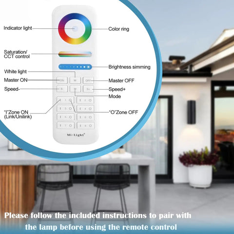 Remote control for Exterior Up Down Outdoor Wall Lights With Remote Control RGB Color Changing 1200 Lumen Warm White LED Lighting