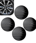 Fresh Dope Matte Black American Flag Wheel Center Cap Stickers 4 Pack 56Mm with textured flag design for custom rim upgrades.