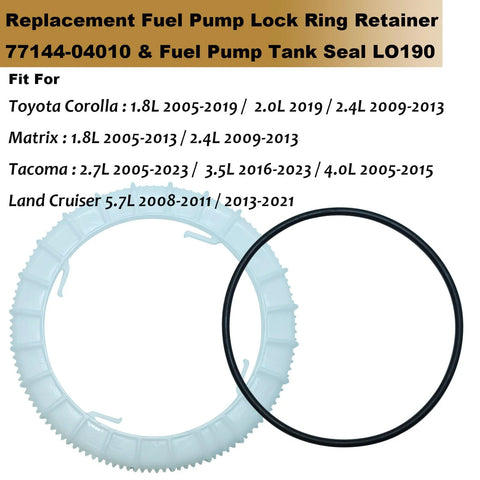 Fuel Pump Lock Ring Retainer With Tank Seal Kit Compatible With Toyota Corolla Land Cruiser Matrix Tacoma Replaces 77144-04010 7716947030 LO190