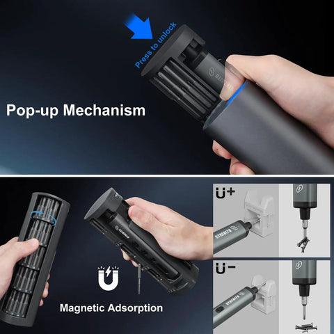 Mini Electric Screwdriver Cordless 78 In 1 Set With 72 S2 Bits 5 Gear Torque Digital Display Repair Kit pop-up mechanism and magnetic base