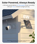 Top Shelf 2K Wireless Outdoor Security Camera Equipped With Badass Solar Power And Massive Battery Reserve Plus 10 Second Pre Recording For Legit Motion Triggers And Slick Night Vision Clarity mounted with a 6W solar panel.