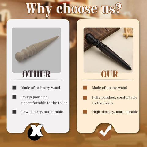 Comparison of ordinary wood vs Premium Ebony Wood Leather Edge Burnisher And Manual Polishing Tool for durability and comfort.