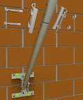 Beefy Outdoor Antenna Mount Pole With Extension Arm For Weather Station And More Aluminum Alloy Bracket Wall Eave Or Roof Mount Rustproof And Weatherproof 1 Inch Diameter 32.75 Inch Length 180 Degree Adjustable installed on brick wall
