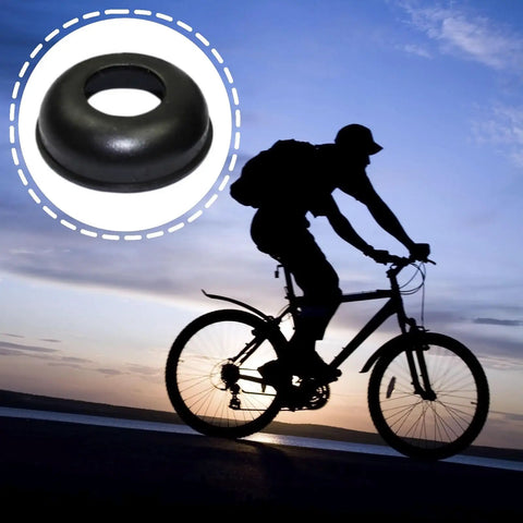 8 Piece Black Bike Rear Hub Cup Set For Road And Mountain Bikes Replacement Part with cyclist silhouette at sunset.