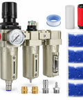 Drop In Ready 3 4 Inch NPT Air Dryer With 3 Stage Moisture Removal And Auto Drain Built Like A Tank For 240 PSI Compressor Rigs And Tough Shop Projects with fittings.