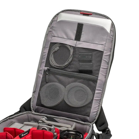 Interior view of Pro Light Backloader S Professional Camera Backpack with padded dividers for mirrorless and full frame gear.
