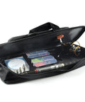 Open view of Durable Fishing Rod Bag 600D Oxford Organizer with tackle boxes, reel, and line inside for 45cm to 60cm poles.