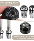 ER11 Spring Collet Set 1/4 Inch CNC Lathe Milling Tool Chucks With Clamping Nut, Precision 65Mn Steel For Engraving And Machining, Dual Collets Pack Bundle image showing two metal chucks and clamping nut.