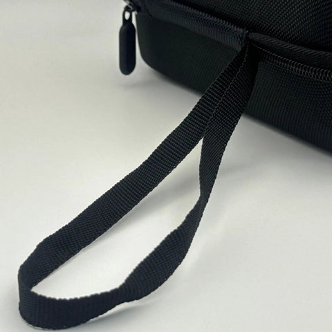 Close-up of the sturdy handle on a Tesla NACS To CCS1 Adapter Storage Case Eva Nylon Protective Gear Bag.
