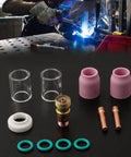 Image of 12 Piece TIG Welding Torch Kit For Stubby Gas Lens No 10 With Heat Resistant Glass Cup, WP 17 18 26 Accessories.