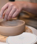 Heavy Duty Pottery Circle Divider Lays Dead Center For Precision Clay Slab Layout And Ceramic Wheel Projects, 10.23" diameter stencil in use.