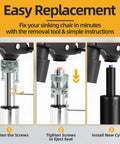 Installation steps for Office Chair Gas Cylinder Replacement Kit With 6 Inch Stroke Heavy Duty Hydraulic Piston, 1000 Lb Capacity