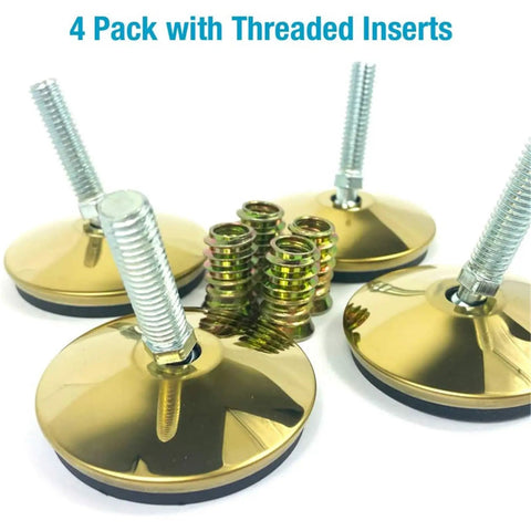 Adjustable Swivel Leg Levelers With Threaded Feet For Tables Chairs Cabinets Desks Workbenches And Shelving Racks, Set of 4