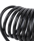 Level Up Your Garage Vibes With This Super Sweet Spiral Air Hose One Quarter Inch ID 16 4 Feet PE Coiled Compressed Air Line Featuring Self Retracting Design That Prevents Tangling And Saves Storage Space For Pro Shop Needs black coiled hose close-up