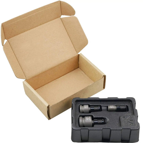 Square Drive Quick Release Bit Holder Adapters for Impact Wrenches 3 Piece Set shown in packaging with open box