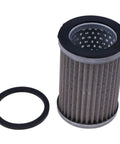 Hydraulic Pump Filter 1687042M91 Top Notch Replacement For Massey Ferguson Tractors with seal ring, detailed side view.