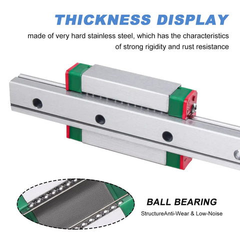 600mm MGN9 Linear Rail Guide With MGN9H Carriage Block for DIY 3D Printer, heavy duty steel with ball bearing display