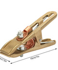 Heavy Duty Brass A-Shape Ground Welding Earth Clamp With Rock Solid Grip For Professional 500A Max Current, 18cm long, 10cm high, brass material.