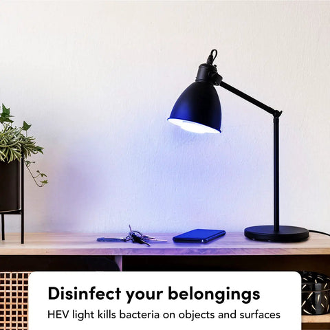Smart LED Light Bulb 2 Pack With Wi Fi Full Color RGBW 1100 Lumens Antibacterial HEV Mode lamp lighting up desk