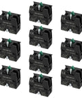 Slick Heavy Duty Green Push Button Switch Rugged 600 Volt 10 Amp Normally Open Contact Block With Silver Terminals multiple units.