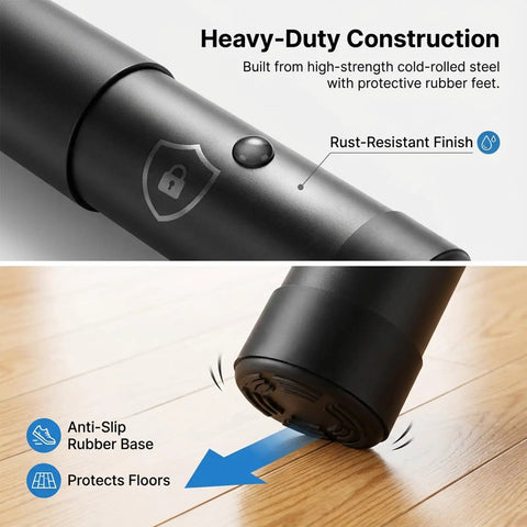 Heavy Duty 4 Pack Table Leg Extenders Raise Height From 3.6 To 5.2 Inches with anti-slip rubber base for floor protection.