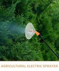 6-Piece Agricultural Spray Nozzle Set for Electric Farm Sprayer with Windproof Shield in operation on crop foliage