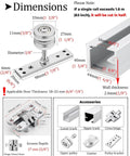 Sliding Barn Door Hardware Track Kit dimensions with aluminum U channel guide, supports up to 330 lb, for 18-23 mm thick doors.