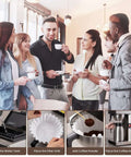 Group enjoying coffee in an office environment with steps to use the Workhorse Commercial Drip Coffee Maker With 12 Cup Capacity And 74 Ounce Thermal Carafe In Stainless Steel For Busy Kitchens And Offices Model SFCB1AA.