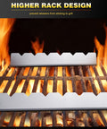 Four Piece Stainless Steel Kabob Skewer Rack Set For Grilling BBQ Long Skewer Holders on flaming grill