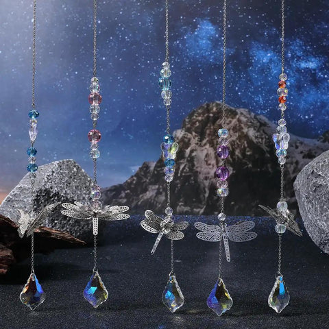 Do It Yourself Suncatcher Kit With Rainbow Prism Beads And Filigree Butterfly Dragonfly Charms, Glass Crystal Drops For Windows