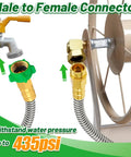 2 Ft Stainless Steel Garden Hose With Male To Female Connector For Reels And Reel Attachments showing water pressure capability