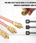 10 Piece Refrigeration Service Access Valves Kit One Quarter Inch SAE To One Quarter Inch OD Two Point Nine Five Inch Brass Copper HVAC AC System Valve Stems for Pressure Testing and Refill with Close-up of Hand Holding One Valve