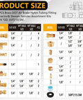 Dope Brass DOT Air Line Fittings Kit With Fifty Foot One Quarter Inch Tubing Quick Connects For Semi Truck Trailer Or Industrial Air System Size Chart