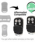Keychain Garage Door Opener Remote For Genie IntelliCode 1995 To Current 4 Button Replacement For Overhead Door G3T R G1T 38502R 37330R ACSCTG Type 1 2 3 Two Pack With Easy No Brainer Programming Instructions shown in a two-pack with aftermarket compatibility.