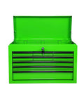 Heavy Duty 24 Inch Metal Tool Chest With Nine Ball Bearing Drawers Eva Lined Organizers Smooth As Silk Glides front view with lid open.